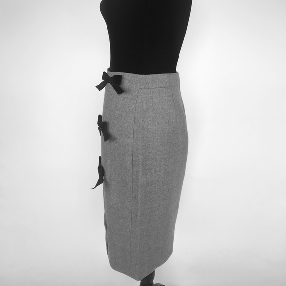 J.Crew NWT Bow Seam Wool Pencil Skirt Gray 6 - Picture 6 of 8